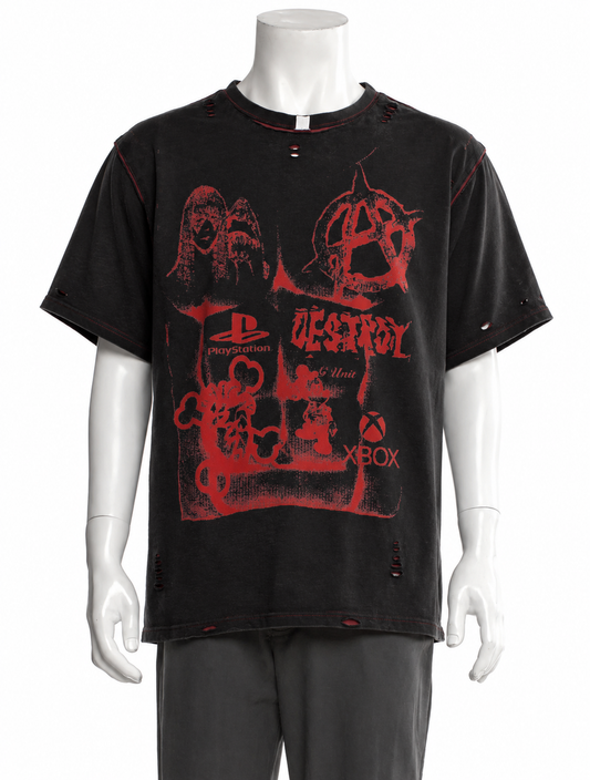 CONSUMED® distressed reversible 
 T shirt